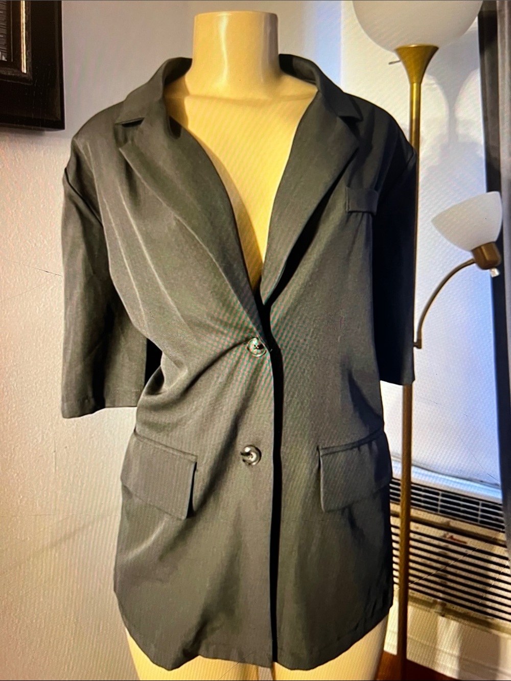 Short Sleeve Black Tailored Blazer Jacket
